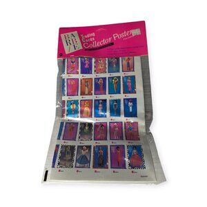 1990 Mattel Barbie Doll & Fashion Thru The Years Trading Cards Collector Poster
